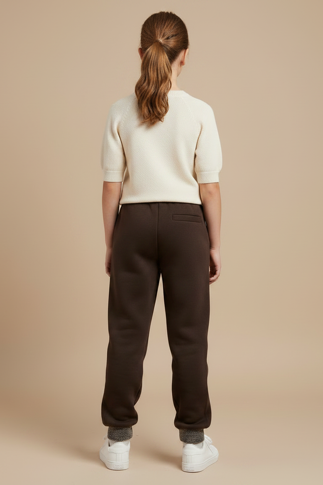 Pantalon Marron Jogging Molleton Enfant Confortable Décontracté - vue 2