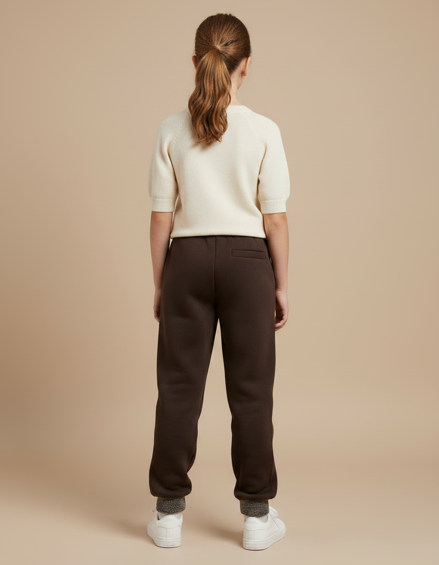 Pantalon Marron Jogging Molleton Enfant Confortable Décontracté - vue 2