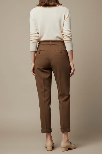 Pantalon Cigarette Marron Femme - Polyester - vue 2