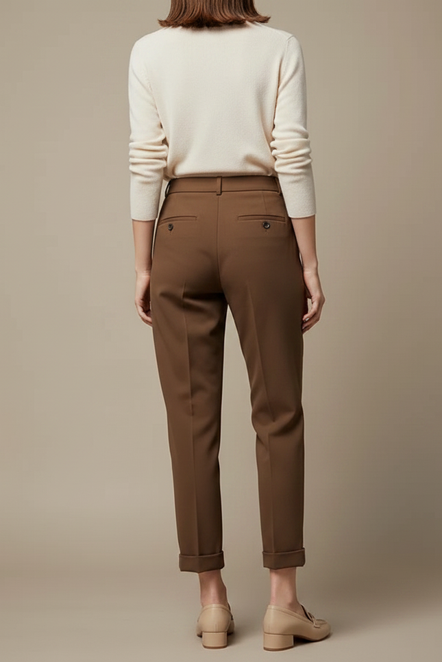Pantalon Cigarette Marron Femme - Polyester - vue 2