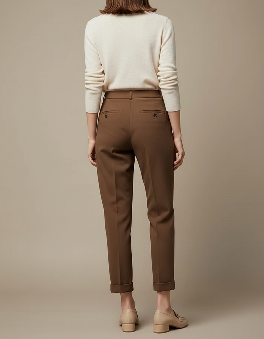 Pantalon Cigarette Marron Femme - Polyester - vue 2