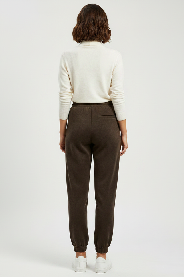 Pantalon Marron Polaire Doux Ample Décontracté Femme - Molleton - vue 2