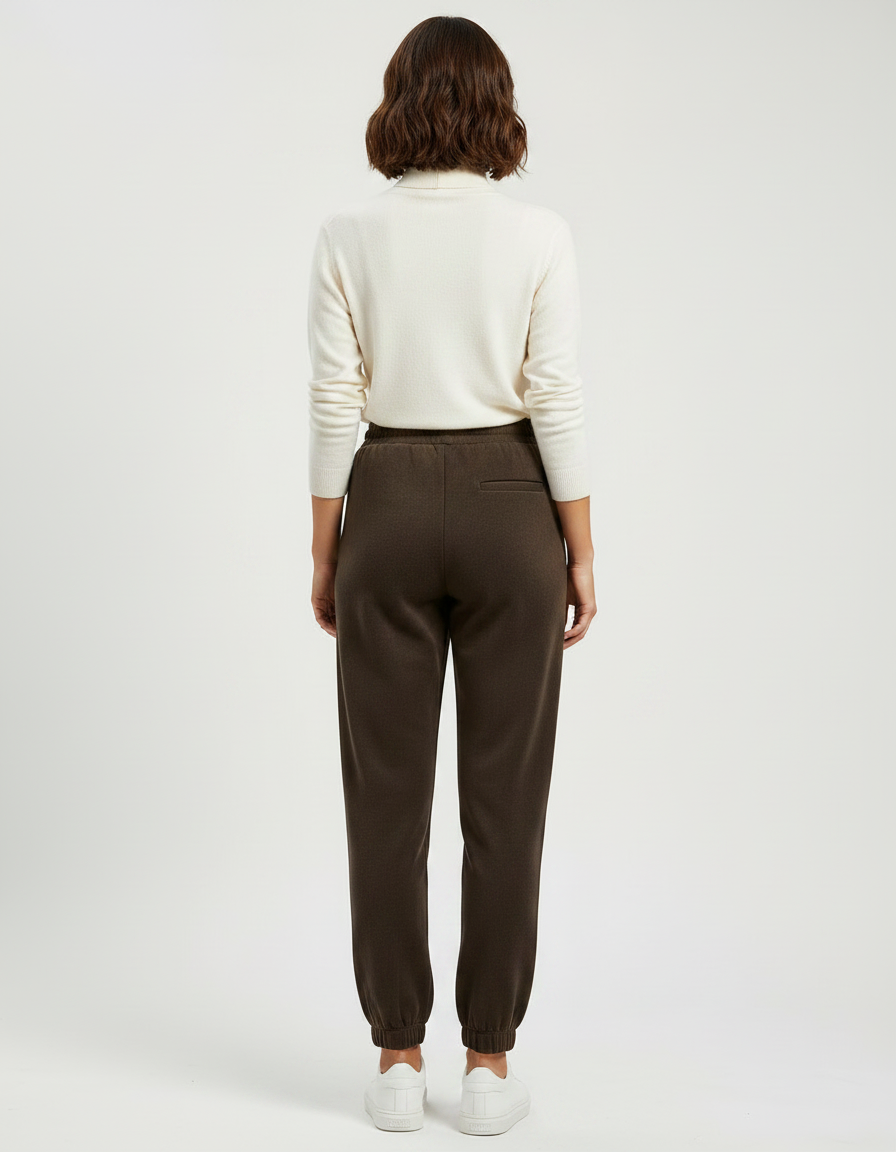 Pantalon Marron Polaire Doux Ample Décontracté Femme - Molleton - vue 2