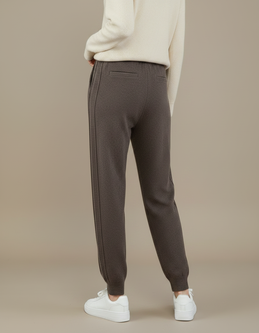 Pantalon Marron Cachemire Tricoté Chaud Décontracté Femme - Maille - vue 2