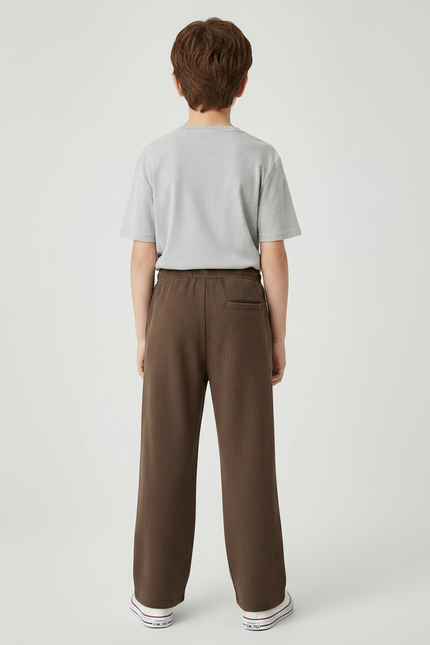 Pantalon Marron Côtelé Ample Décontracté Cordon Enfant - Cordé - vue 2