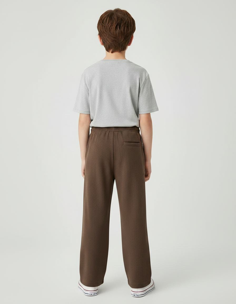 Pantalon Marron Côtelé Ample Décontracté Cordon Enfant - Cordé - vue 2