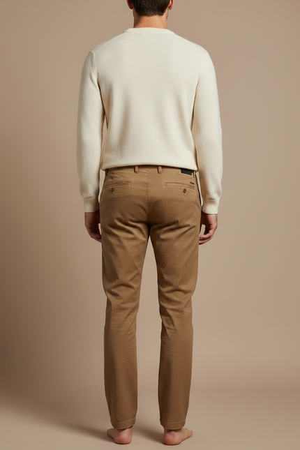 Pantalon Marron Camel - Gabardine - vue 2