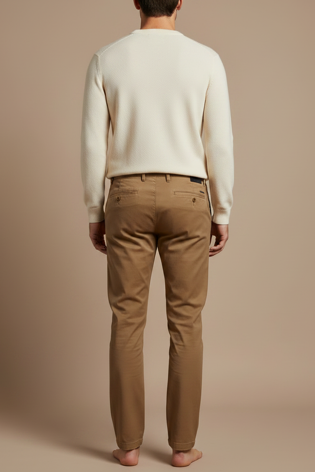 Pantalon Marron Camel - Gabardine - vue 2