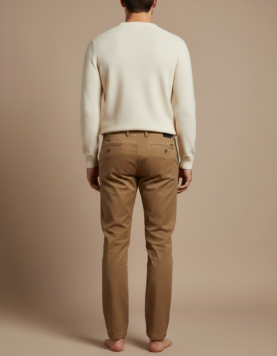 Pantalon Marron Camel - Gabardine - vue 2