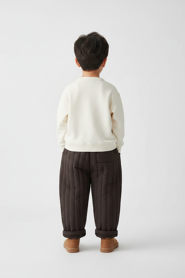 Pantalon Marron Matelassé Ample Épais Enfant Doux - Polyester - vue 2