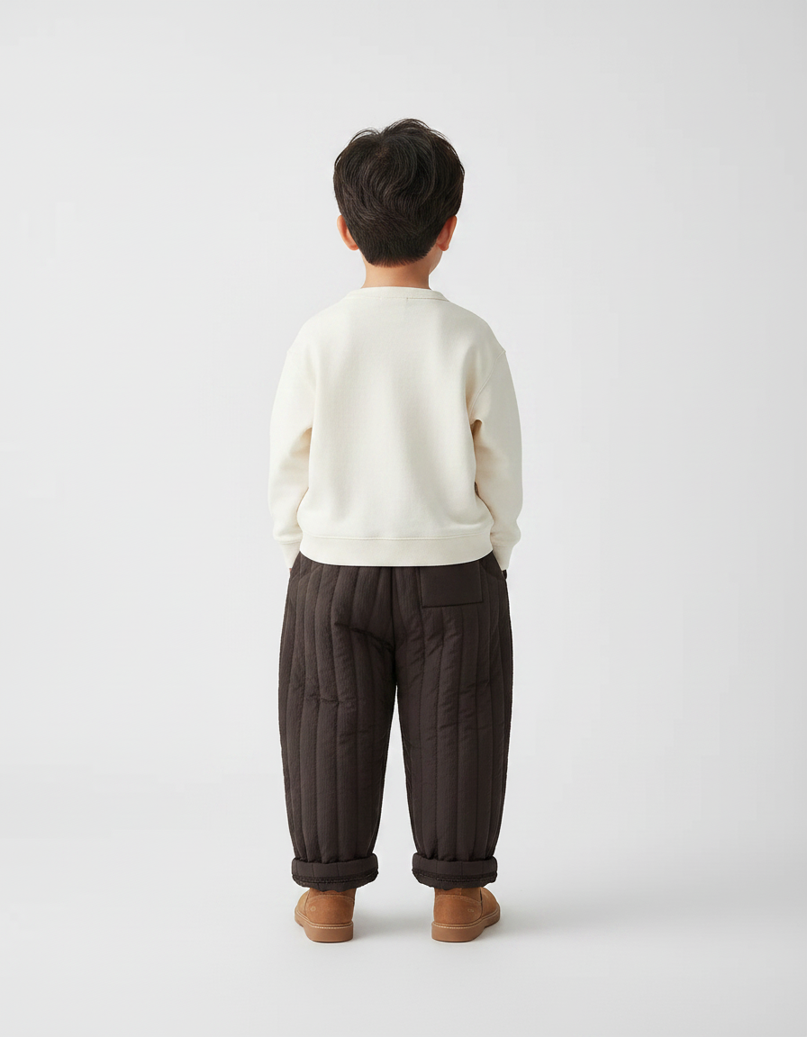 Pantalon Marron Matelassé Ample Épais Enfant Doux - Polyester - vue 2