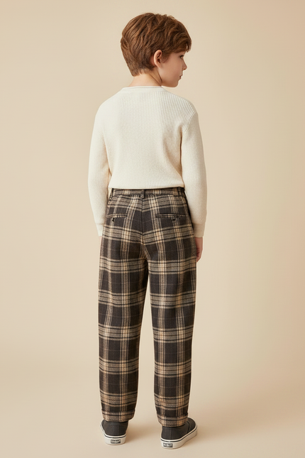 Pantalon Prince De Galles Marron - Tweed - vue 2