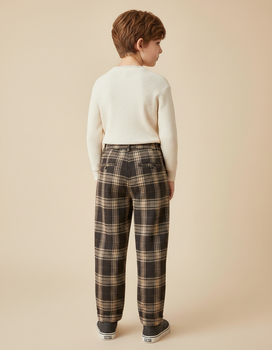 Pantalon Prince De Galles Marron - Tweed - vue 2