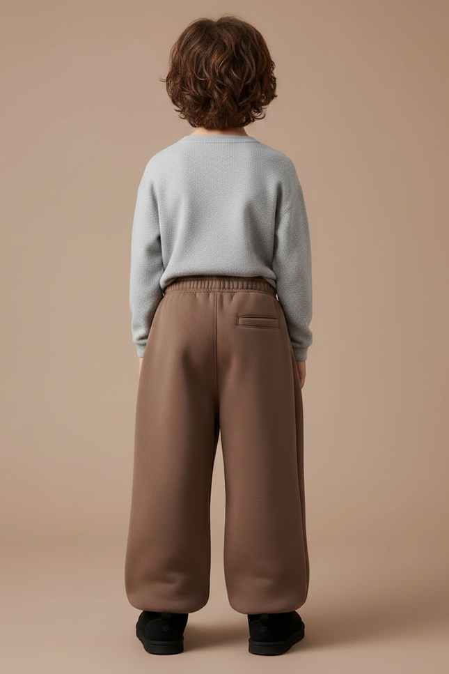 Pantalon Marron Ample Molletonné Enfant Décontracté Chaud - vue 2