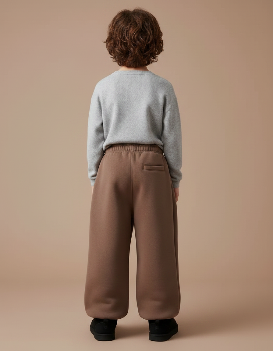 Pantalon Marron Ample Molletonné Enfant Décontracté Chaud - vue 2