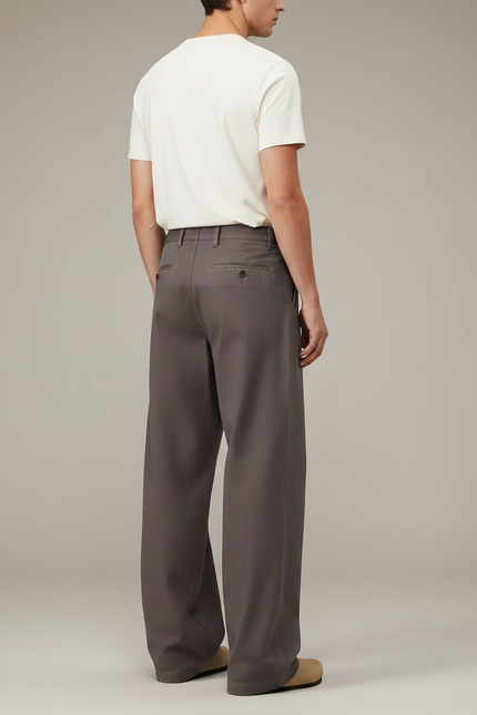 Pantalon Baggy Marron - Gabardine - vue 2