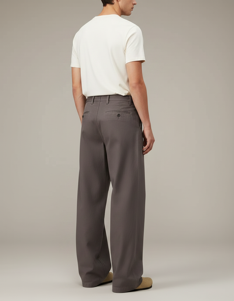 Pantalon Baggy Marron - Gabardine - vue 2