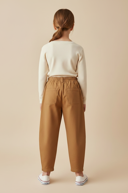 Pantalon Marron Coton Ample Élastique Enfant - vue 2