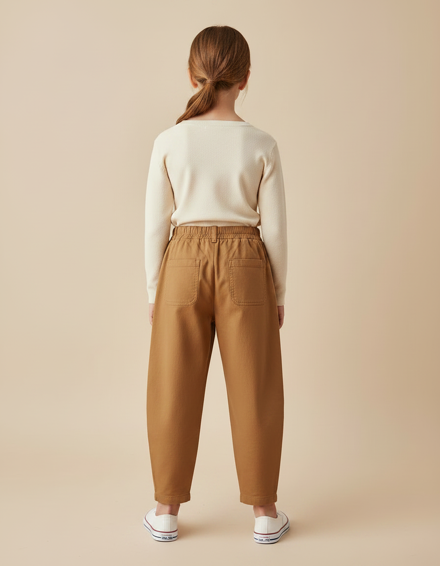 Pantalon Marron Coton Ample Élastique Enfant - vue 2