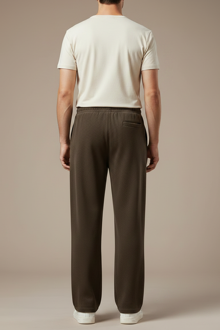 Pantalon Marron Ample Cordon Chaud Homme - Molleton - vue 2