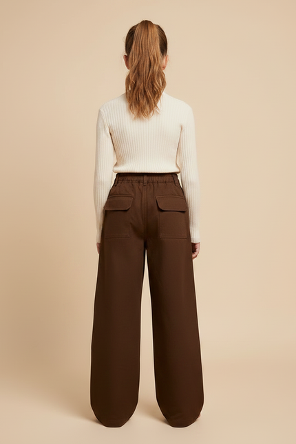 Pantalon Marron Cargo Ample Enfant Fille - Toile - vue 2