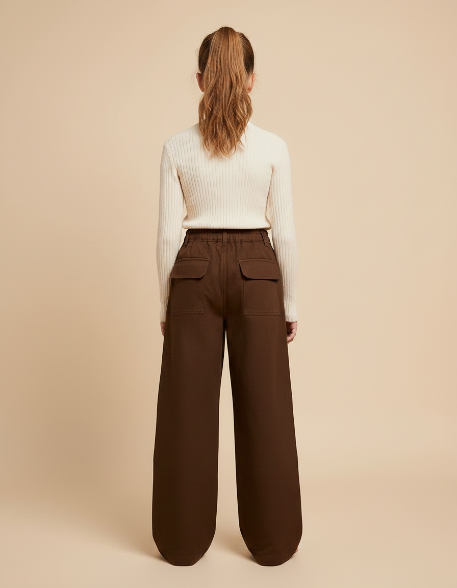 Pantalon Marron Cargo Ample Enfant Fille - Toile - vue 2