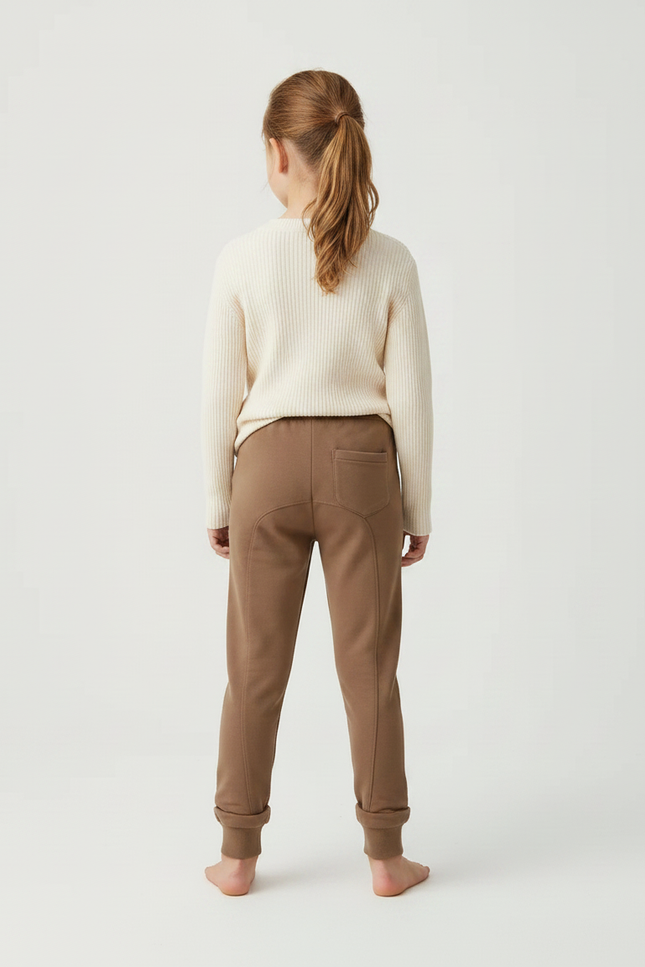 Pantalon Marron Coton Ample Élastique Enfant Confortable - Molleton - vue 2