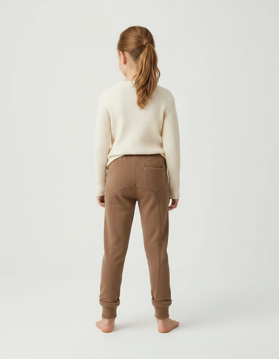 Pantalon Marron Coton Ample Élastique Enfant Confortable - Molleton - vue 2