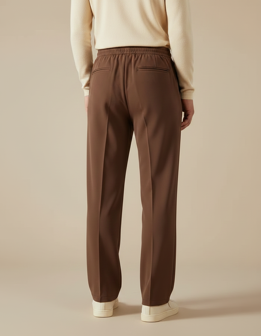 Pantalon Marron Décontracté Droit Cordon Élastique Homme - Polyester - vue 2