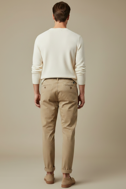 Pantalon Marron Coton Décontracté Cordon Homme - vue 2