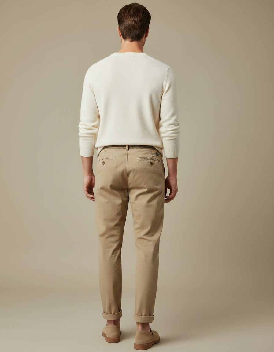 Pantalon Marron Coton Décontracté Cordon Homme - vue 2