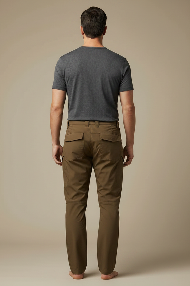 Pantalon Marron Cargo Tactique Multi-poches Homme Décontracté - Kaki Polyester - vue 2