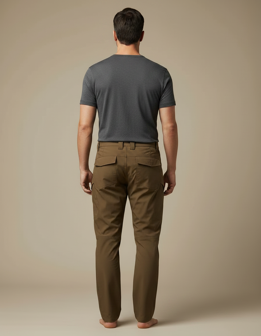 Pantalon Marron Cargo Tactique Multi-poches Homme Décontracté - Kaki Polyester - vue 2