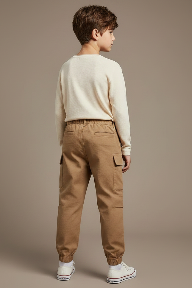 Pantalon Marron Cargo Ample Enfant Décontracté Coton - Toile - vue 2