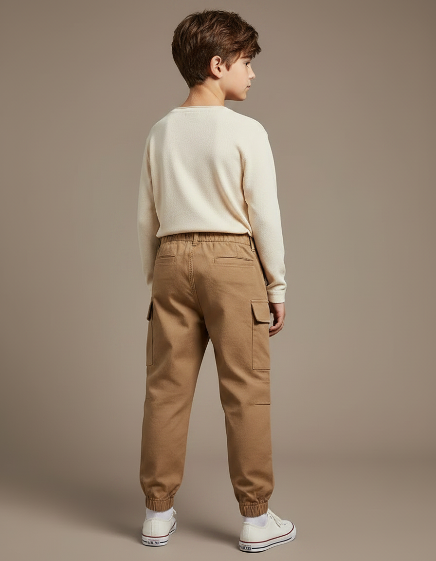 Pantalon Marron Cargo Ample Enfant Décontracté Coton - Toile - vue 2