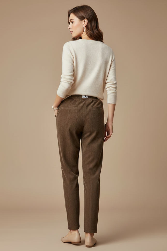 Pantalon Marron Côtelé Droit Épais Femme Décontracté - Cordé - vue 2