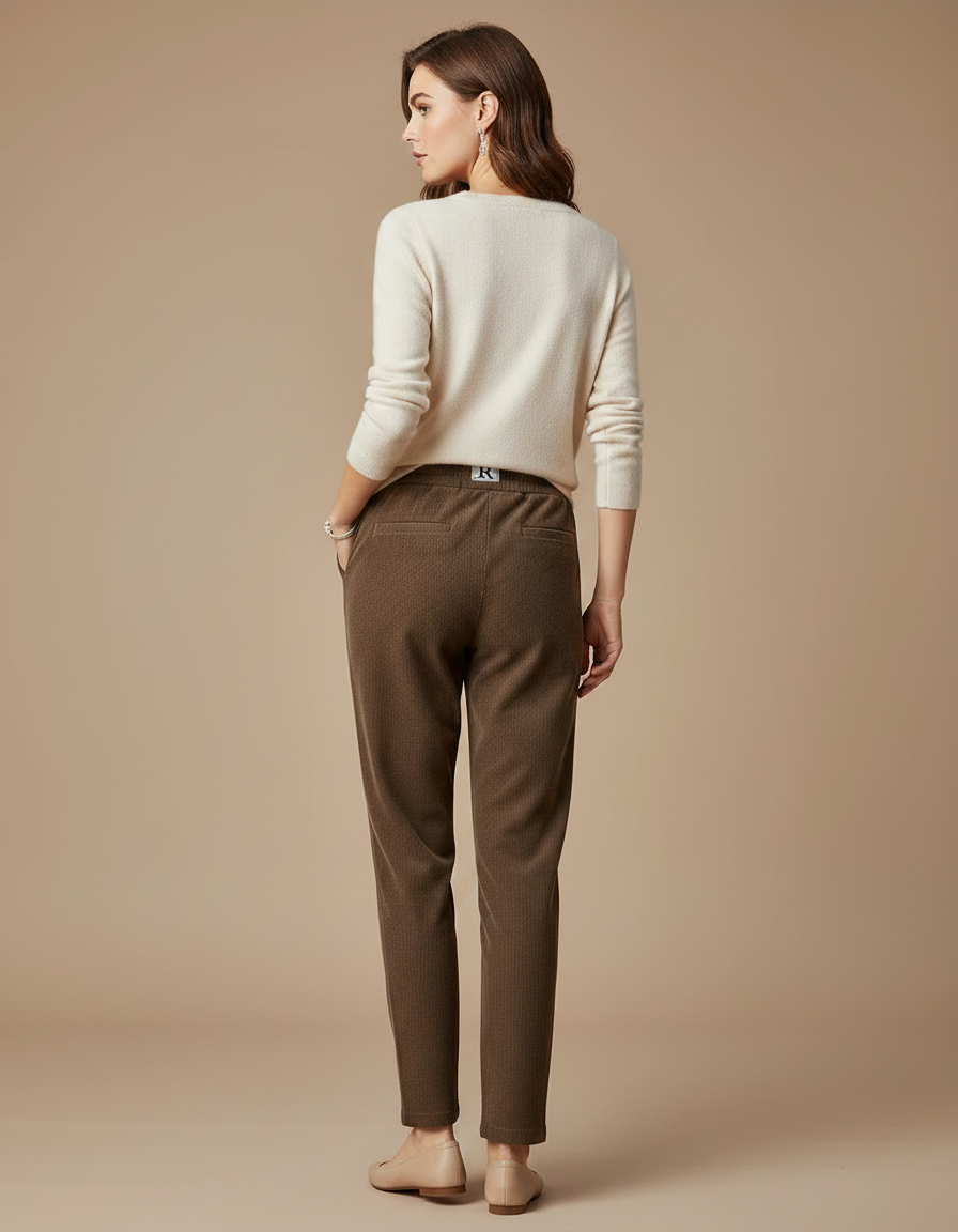 Pantalon Marron Côtelé Droit Épais Femme Décontracté - Cordé - vue 2