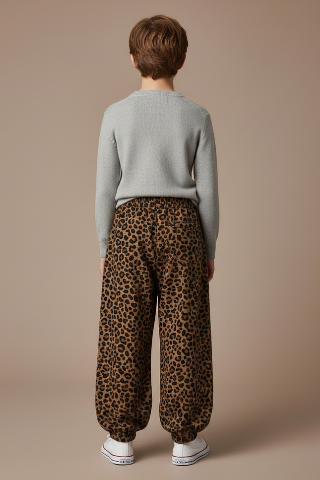 Pantalon Marron Léopard Ample Élastiqué Enfant - Molleton - vue 2