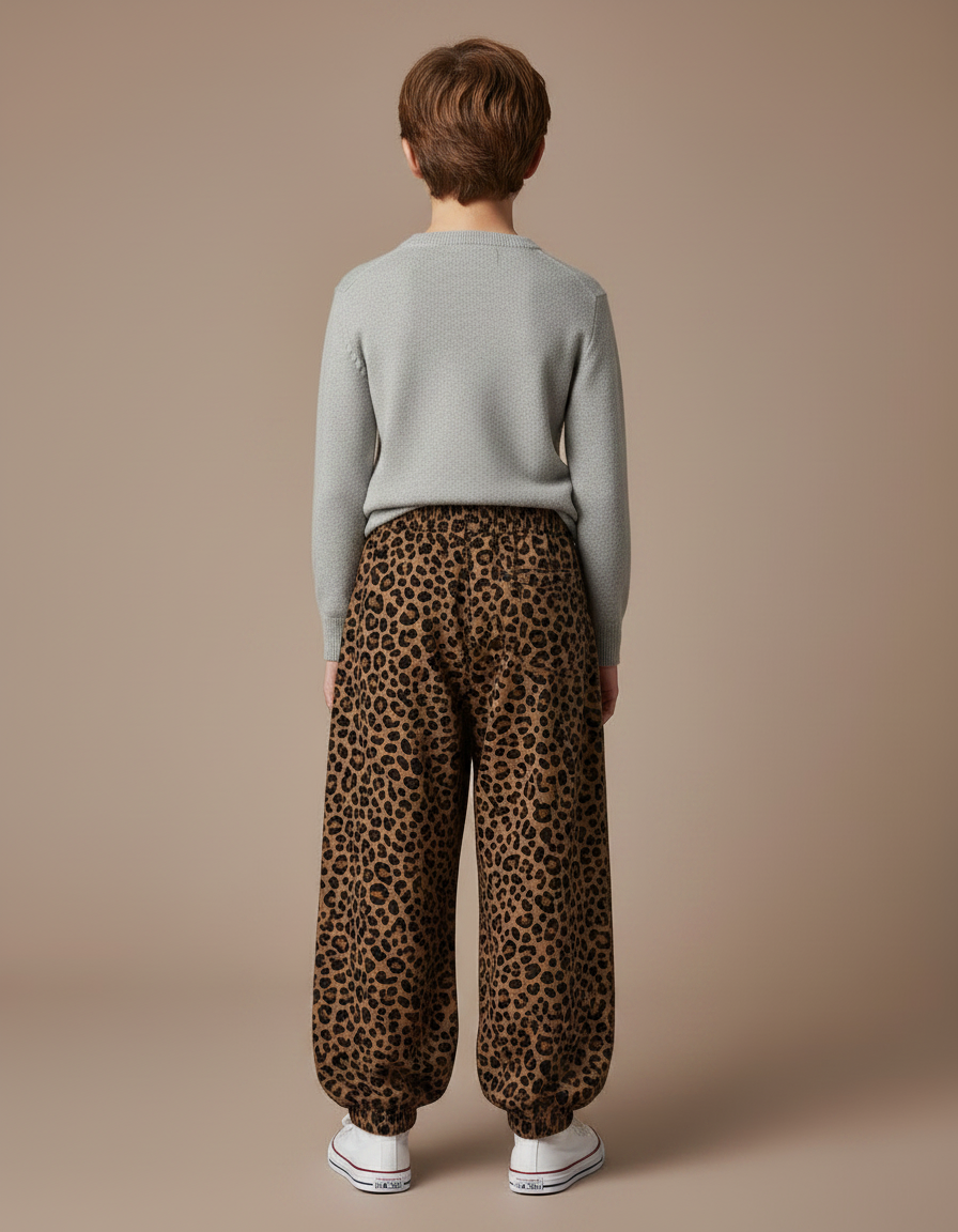 Pantalon Marron Léopard Ample Élastiqué Enfant - Molleton - vue 2
