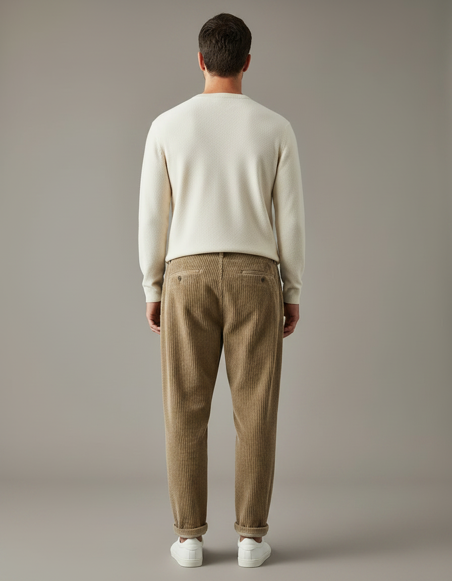 Pantalon Velours Côtelé Marron Homme - Cordé - vue 2