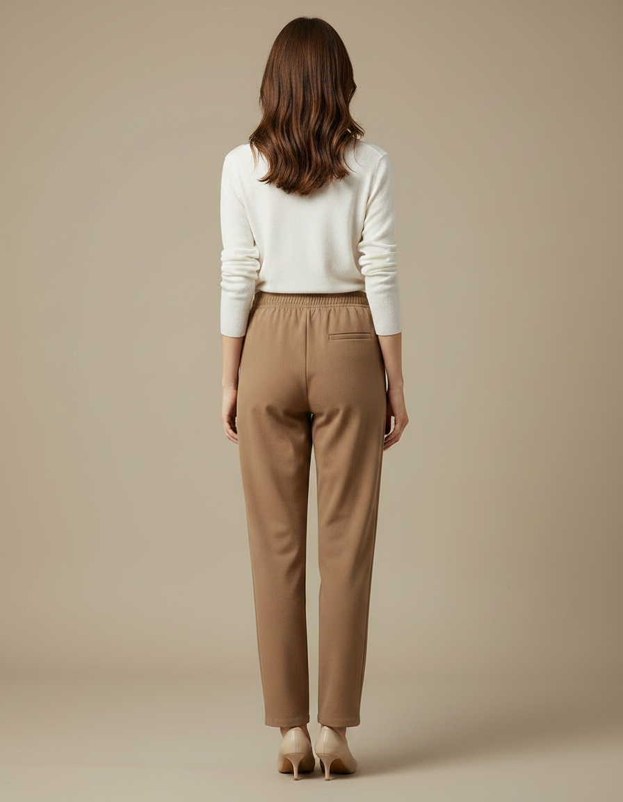 Pantalon Marron Élastique Confortable Décontracté Femme Bureau - Molleton - vue 2