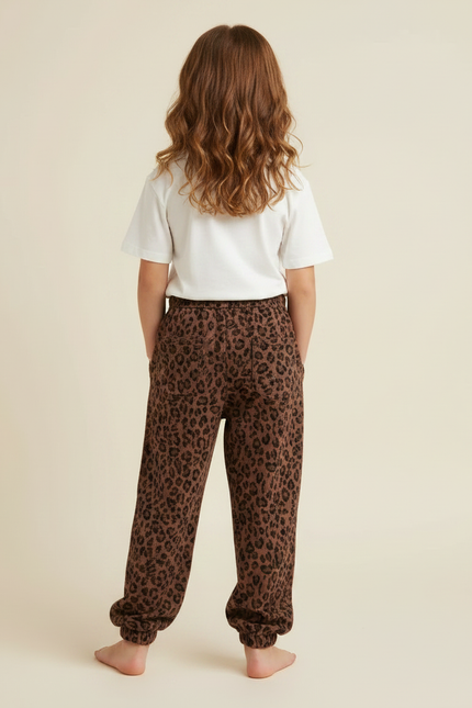 Pantalon Marron Léopard Ample Confortable Fille - Molleton - vue 2