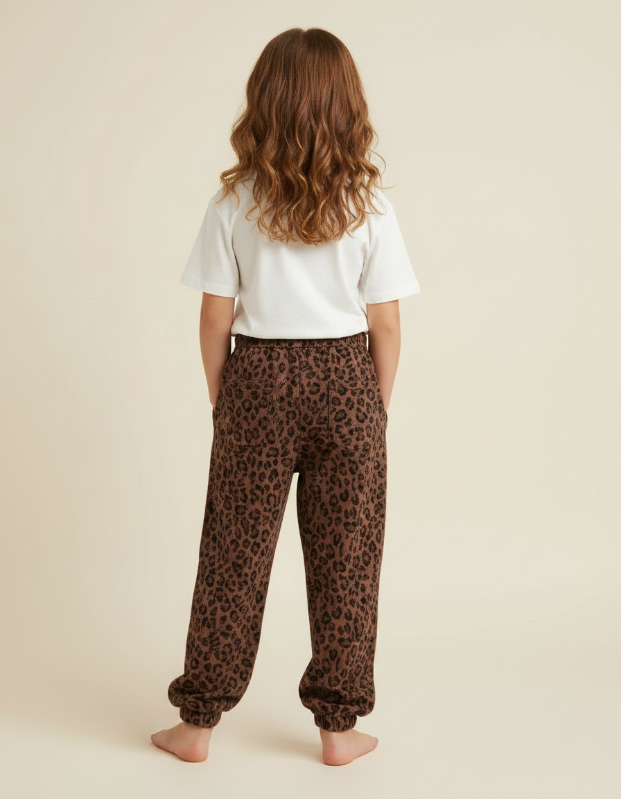 Pantalon Marron Léopard Ample Confortable Fille - Molleton - vue 2