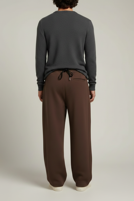 Pantalon Marron Ample Cordon Décontracté Fluide Homme - Molleton - vue 2