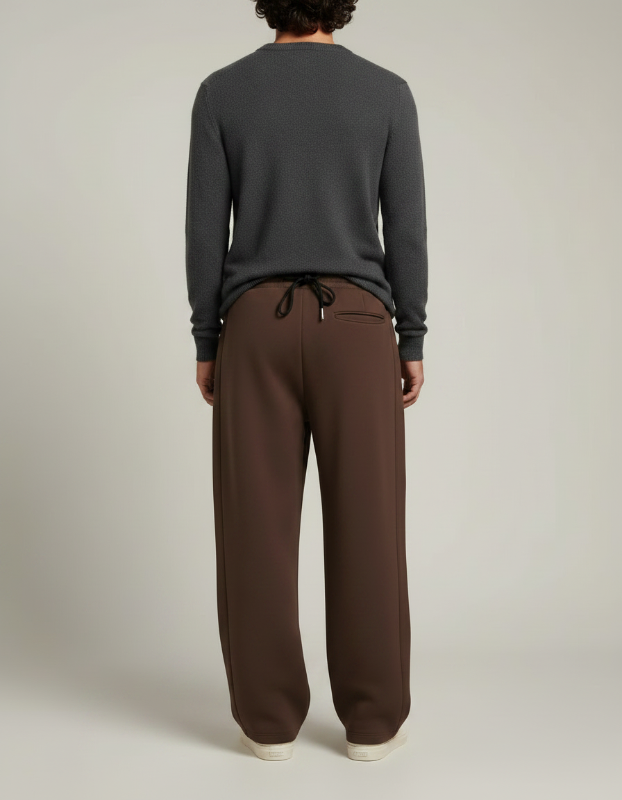 Pantalon Marron Ample Cordon Décontracté Fluide Homme - Molleton - vue 2