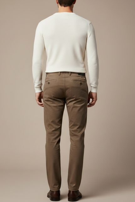 Pantalon Marron Chino Coton Slim Fit Homme Casual - vue 2