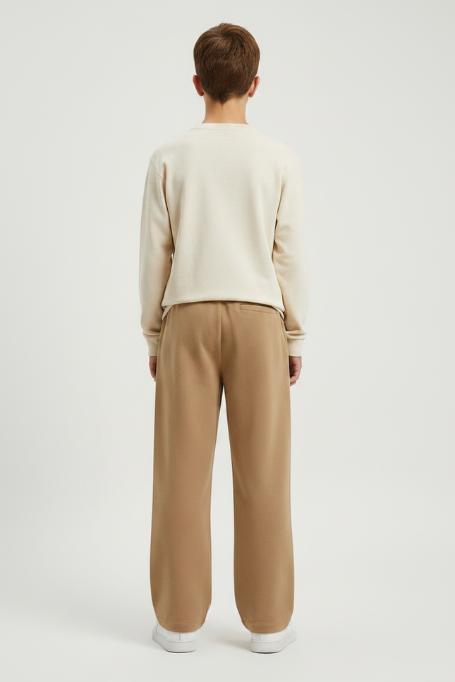 Pantalon Marron Ample Coton Décontracté Élastique Garçon - Molleton - vue 2