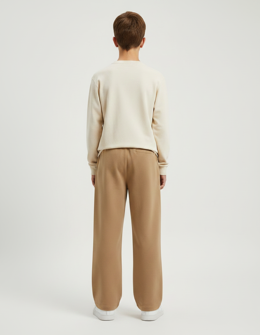 Pantalon Marron Ample Coton Décontracté Élastique Garçon - Molleton - vue 2