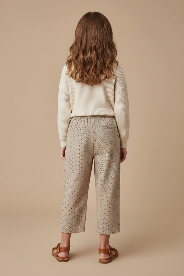 Pantalon Marron À Pois Coupe Ample Décontracté Enfant - Cordé - vue 2