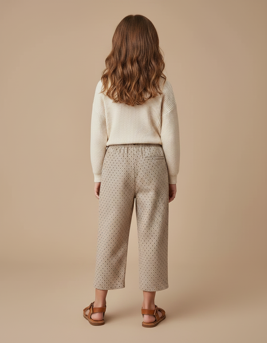 Pantalon Marron À Pois Coupe Ample Décontracté Enfant - Cordé - vue 2
